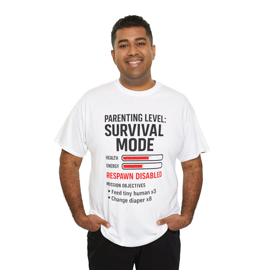 Parenting Level: Survival Mode Shirt – Funny Gift for New Dads, Tired Moms, Baby Showers & Gamer Parents