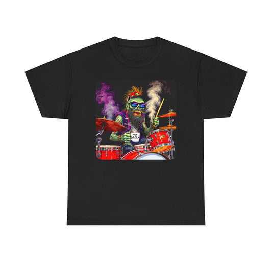 Psychedelic Zombie Drummer Shirt – Funny Gift for Music Lovers