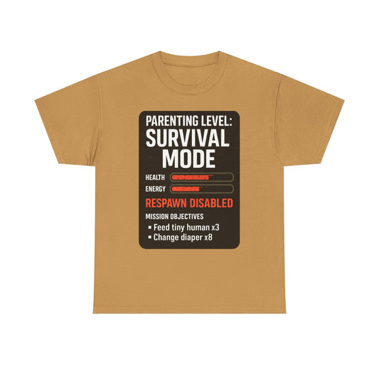 Parenting Level: Survival Mode Shirt – Funny Gift for New Dads, Tired Moms, Baby Showers & Gamer Parents