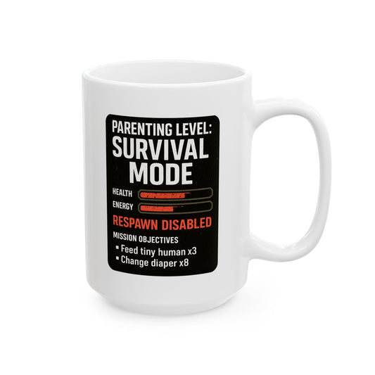 Parenting Survival Mode Mug – Funny Gamer Gift for Mom or Dad 11oz and 15oz
