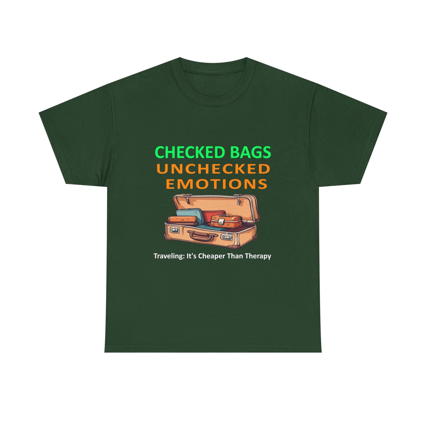 Travel Therapy Tee: Checked Bags Unchecked Emotions | DrumZombie