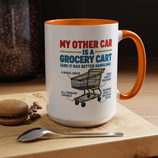 Funny Grocery Cart Mug, Humorous Coffee Cup for Car Lovers, Unique Gift for Him/Her, Great for Birthdays and Holidays