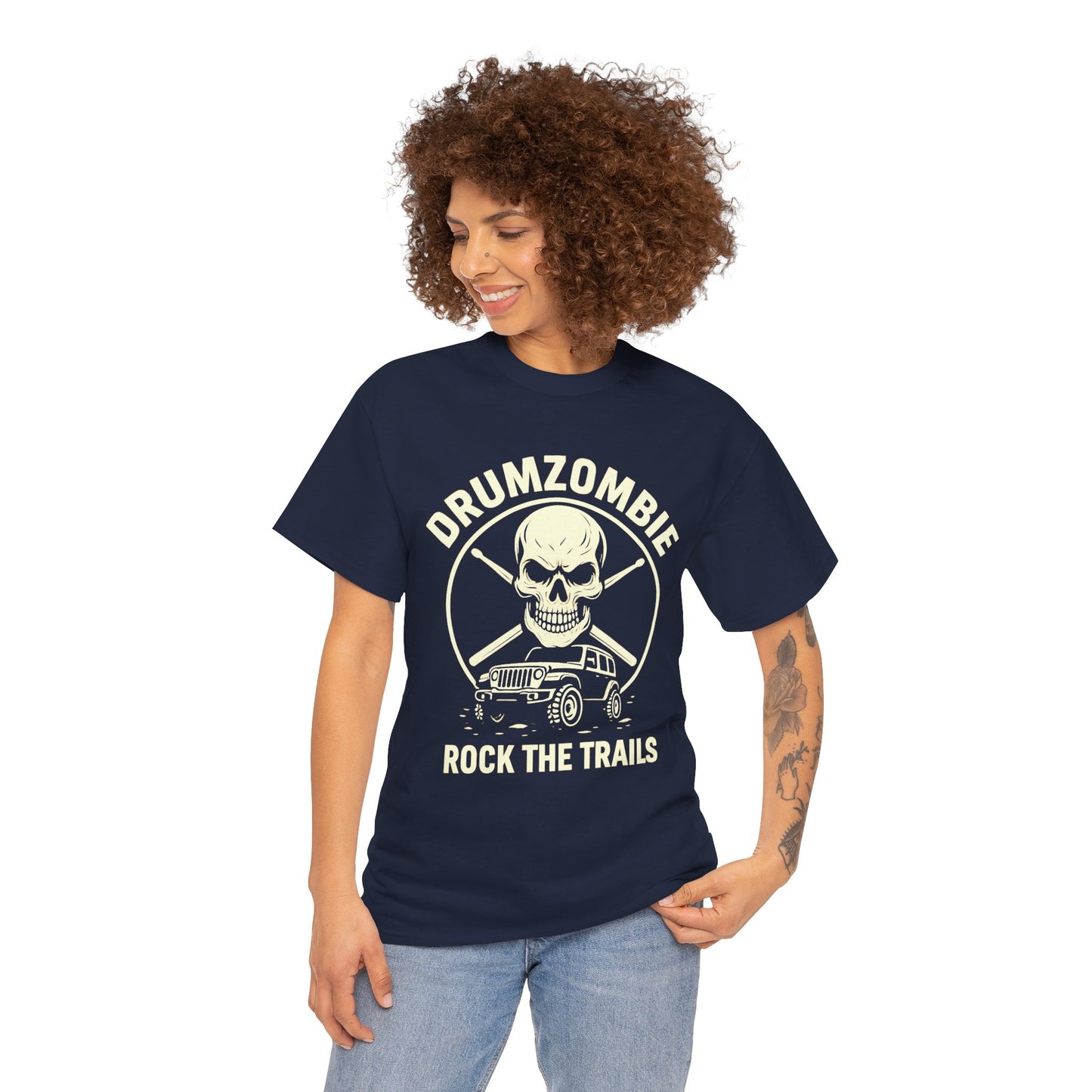 Rock the Trails Skull Jeep Tee for Drummers
