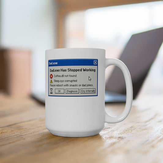 Funny Dad Error Message Ceramic Mug - Perfect Father's Day Gift, Geeky Coffee Cup, Programmer Humor, Office Decor, Birthday Present