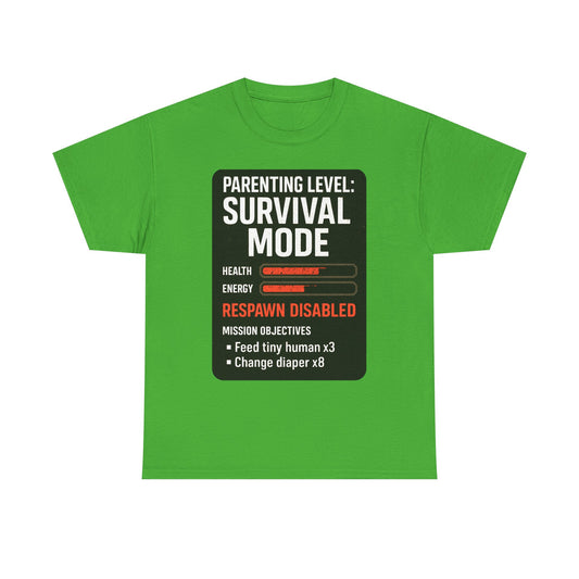 Parenting Level: Survival Mode Shirt – Funny Gift for New Dads, Tired Moms, Baby Showers & Gamer Parents