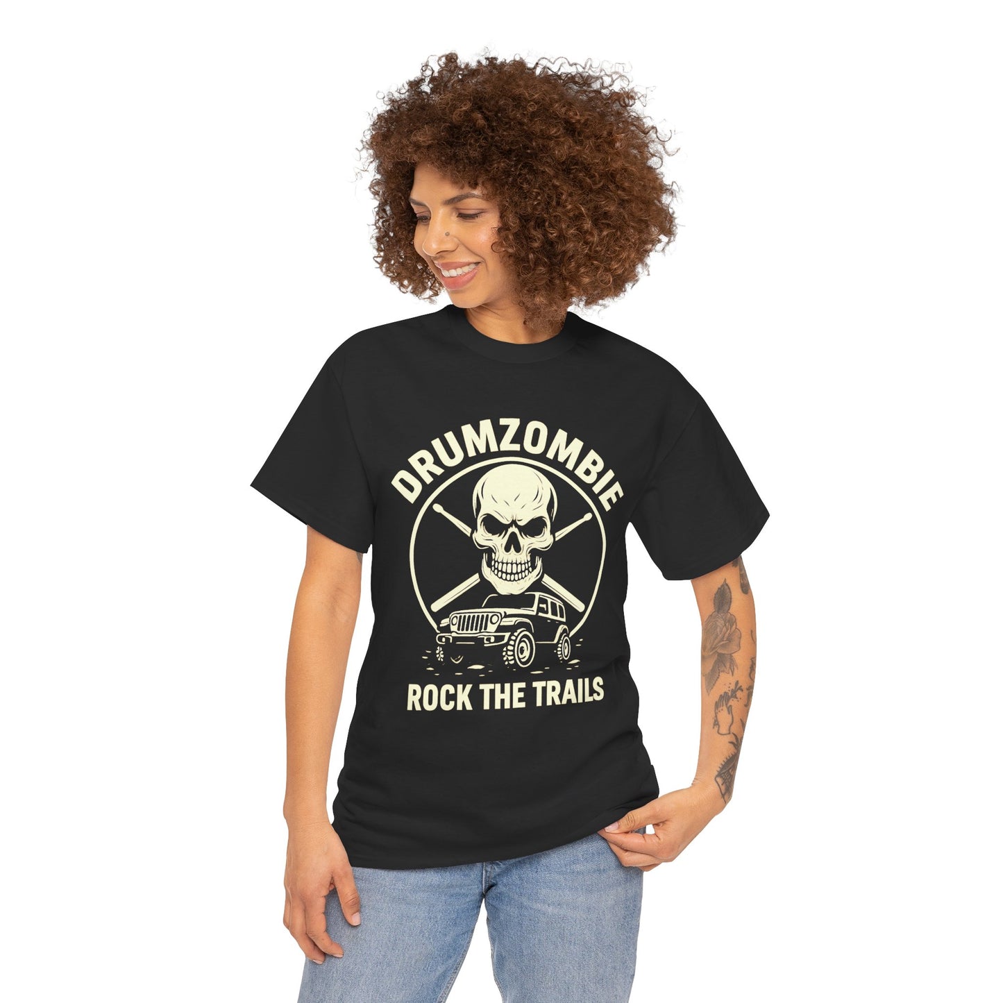 Rock the Trails Skull Jeep Tee for Drummers