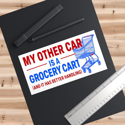 Whimsical Bumper Stickers with Humorous Grocery Cart Design, Fun Car Decal, Funny Gift for Foodies, Car Enthusiasts, Unique Decor