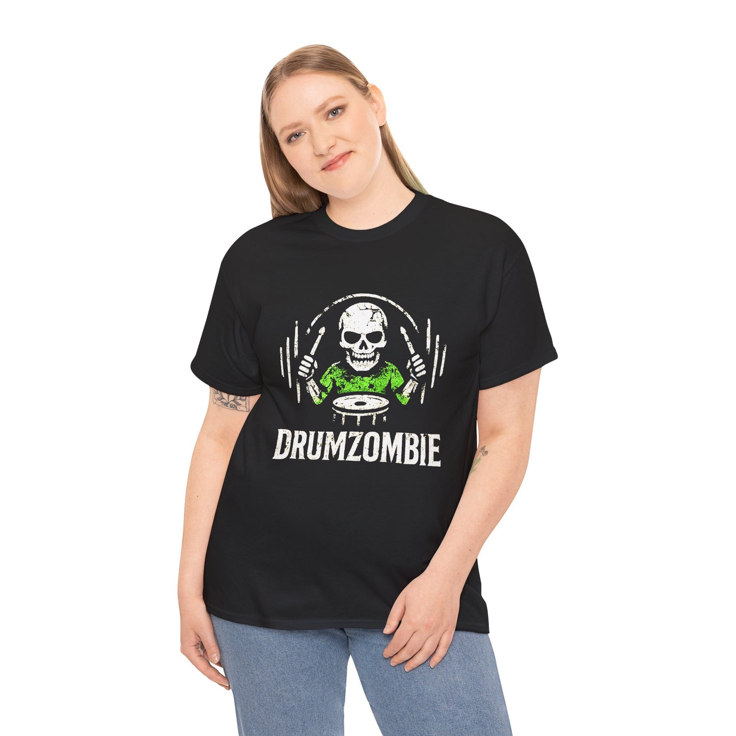 DrumZombie Unisex Tee – Funny Skeleton Drummer Shirt for Musicians & Rock Fans