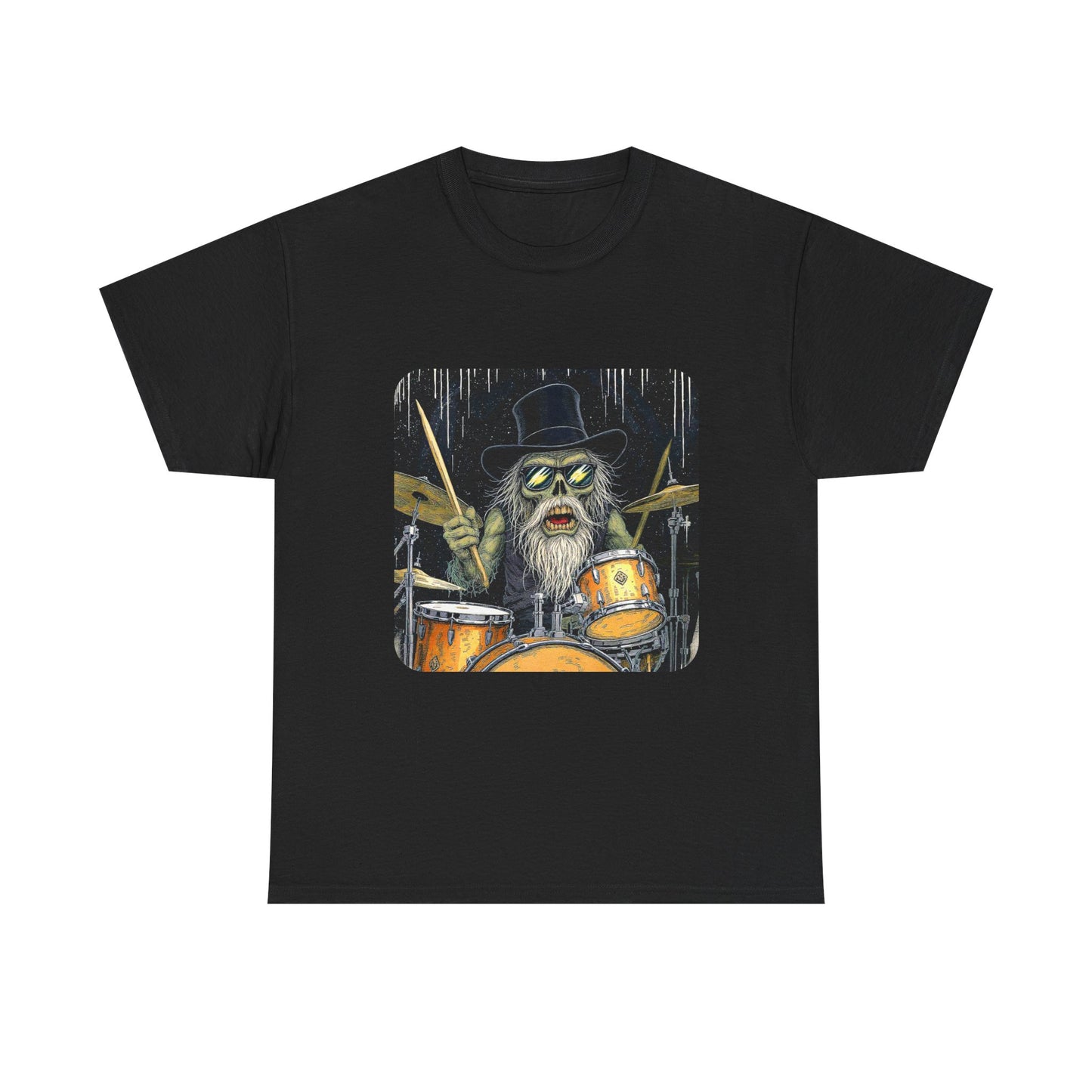 DrumZombie Top Hat Drummer Tee – Gift for Musicians & Rock Fans