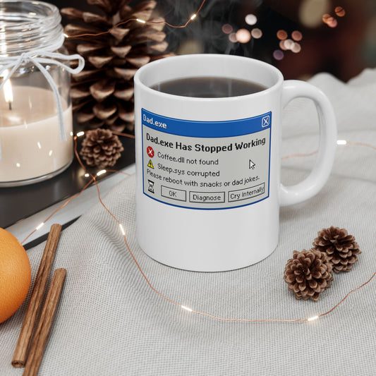 Funny Dad Error Message Ceramic Mug - Perfect Father's Day Gift, Geeky Coffee Cup, Programmer Humor, Office Decor, Birthday Present