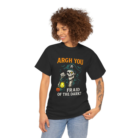 Captain Thatchbone Skeleton Pirate Halloween Shirt - "Argh You Fraid of the Dark?" Cursed Lantern Tee