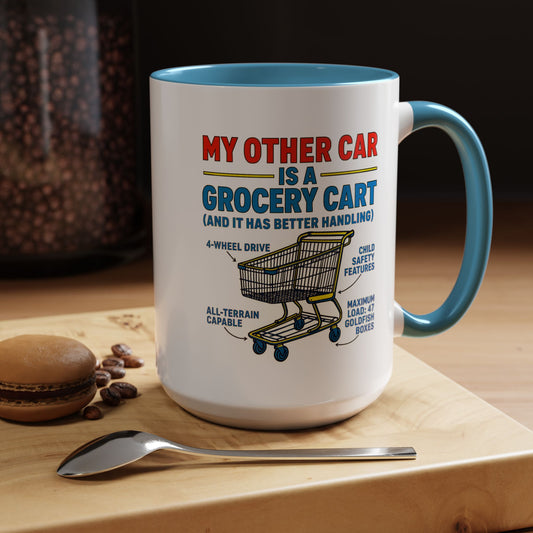 Funny Grocery Cart Mug, Humorous Coffee Cup for Car Lovers, Unique Gift for Him/Her, Great for Birthdays and Holidays