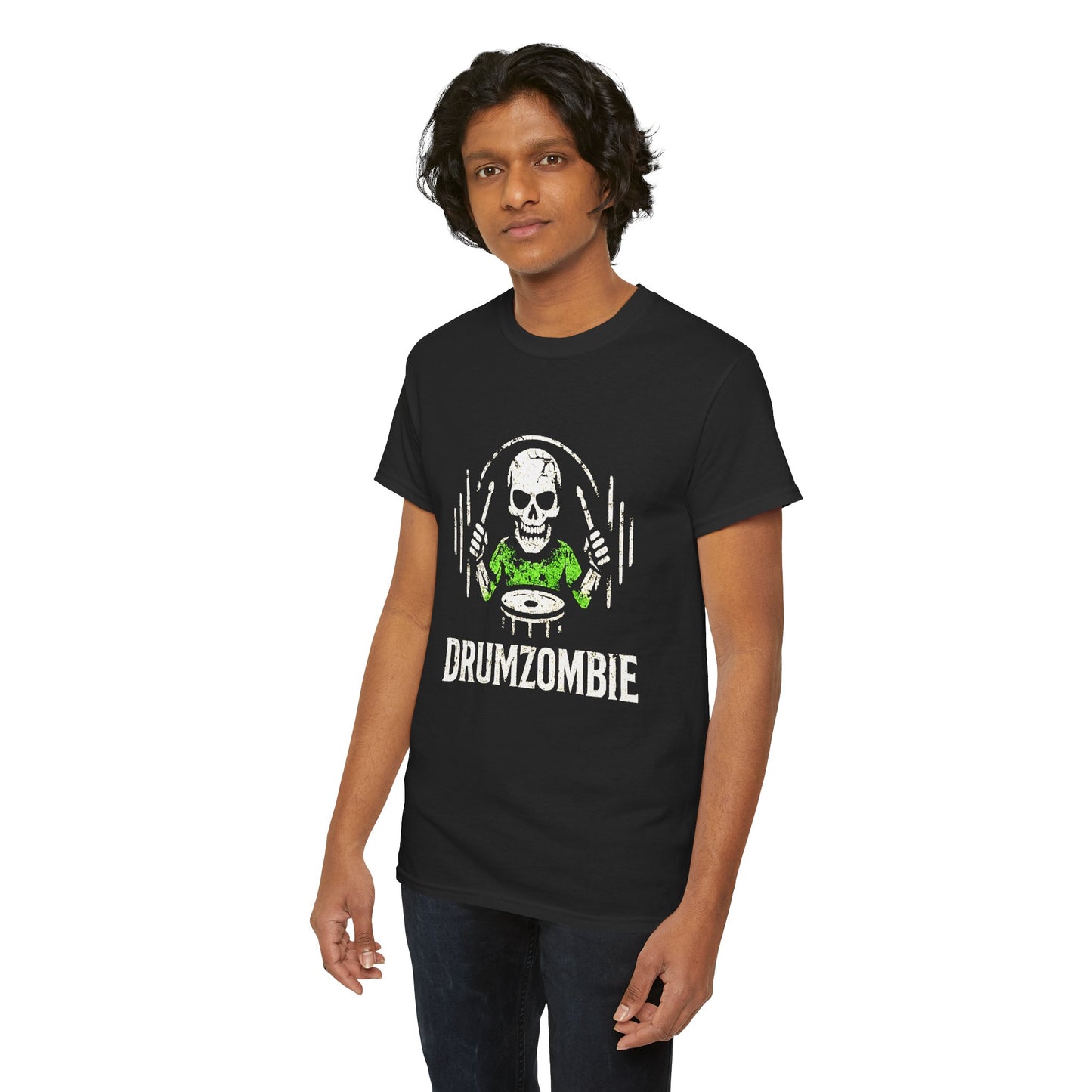 DrumZombie Unisex Tee – Funny Skeleton Drummer Shirt for Musicians & Rock Fans