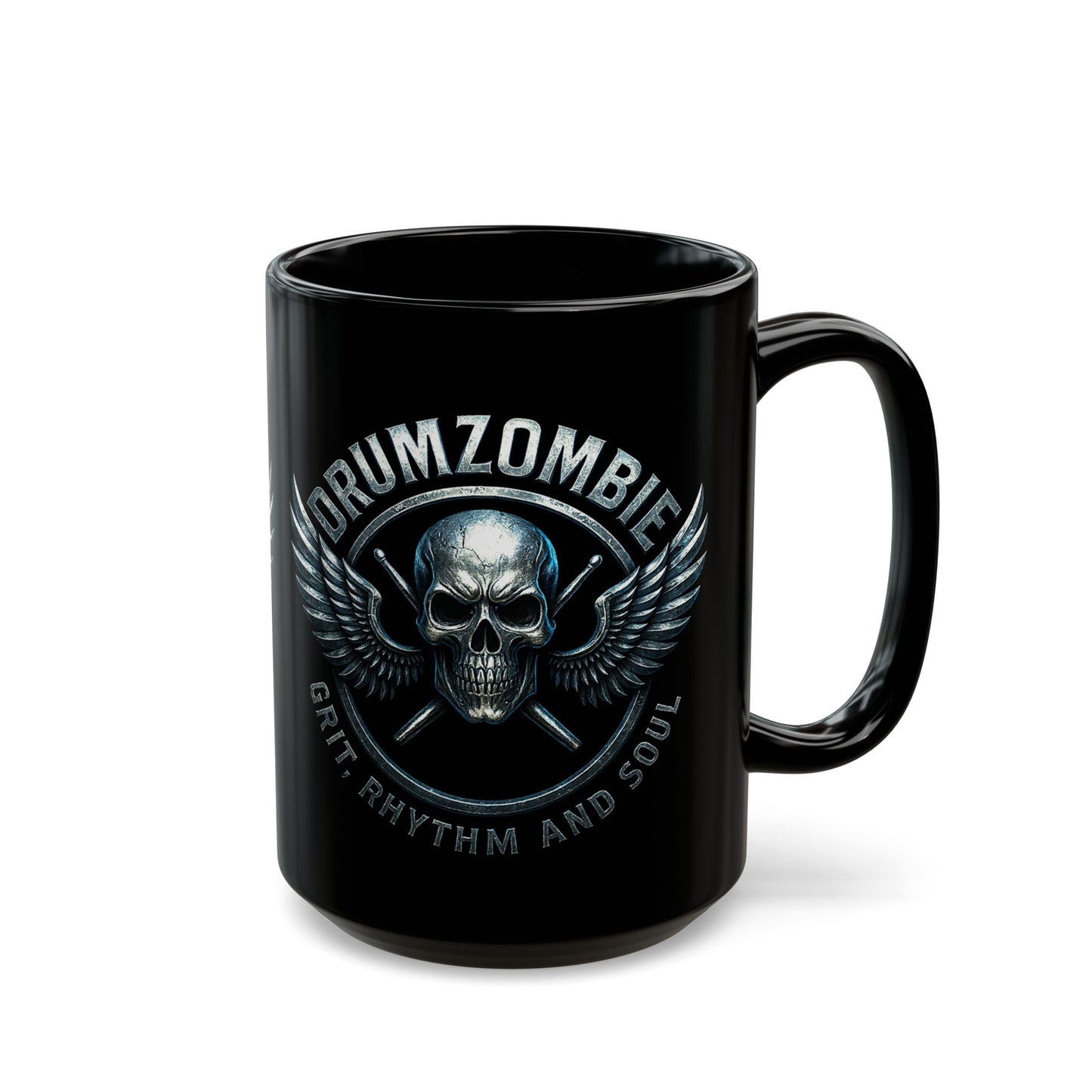 DrumZombie Grit Rhythm and Soul Black Skull Mug (11oz & 15oz)