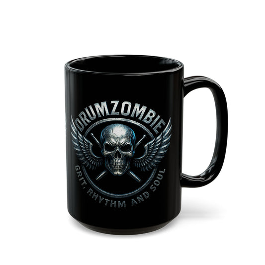 DrumZombie Grit Rhythm and Soul Black Skull Mug (11oz & 15oz)