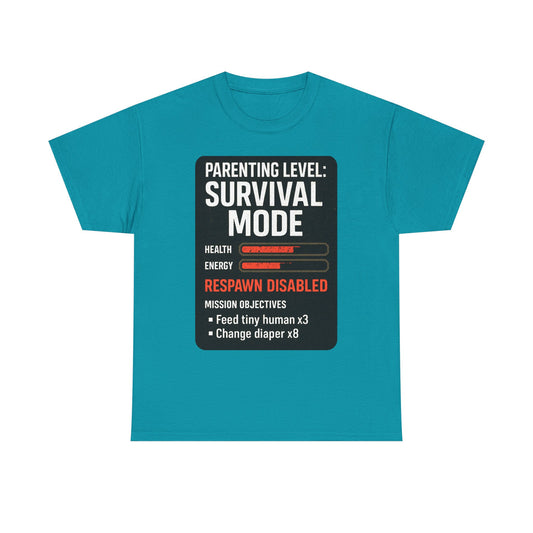 Parenting Level: Survival Mode Shirt – Funny Gift for New Dads, Tired Moms, Baby Showers & Gamer Parents