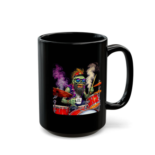 Psychedelic Zombie Drummer Mug – Funny Gift for Music Lovers
