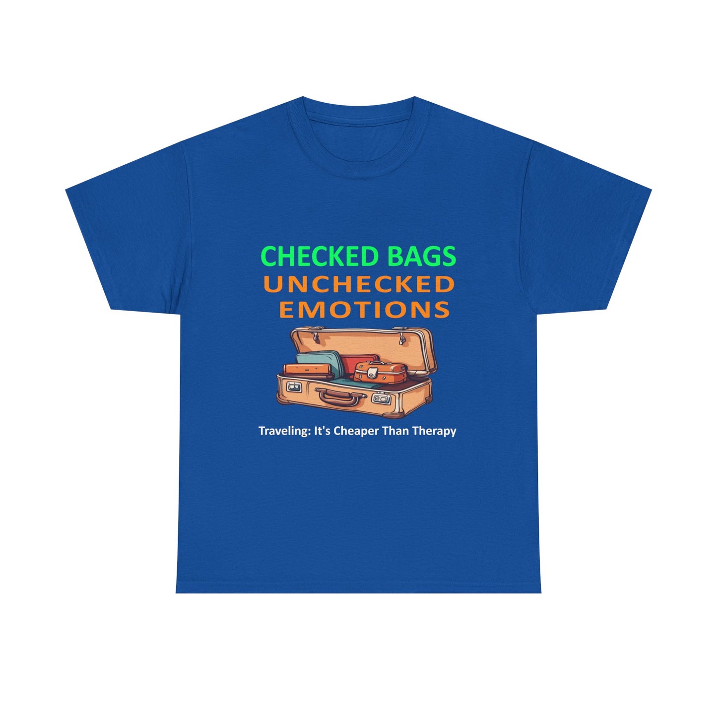 Travel Therapy Tee: Checked Bags Unchecked Emotions | DrumZombie