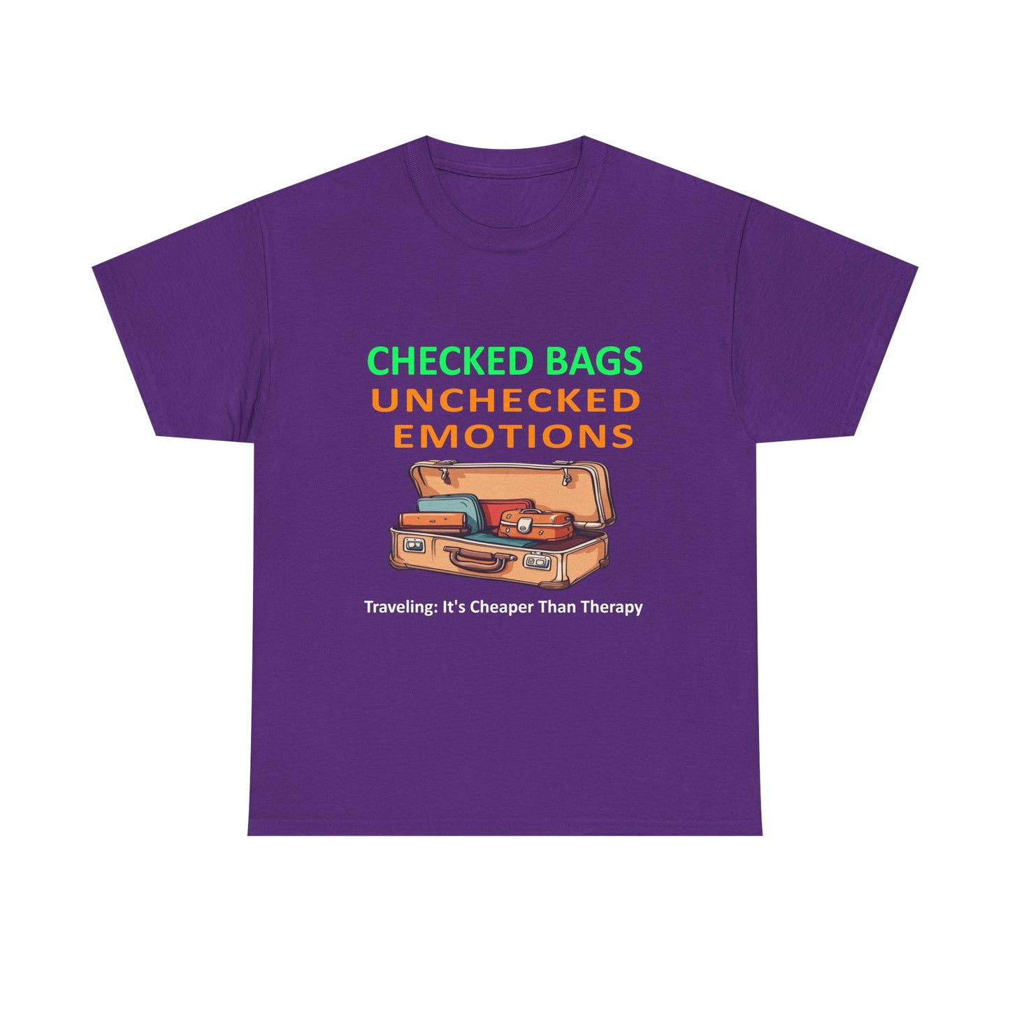 Travel Therapy Tee: Checked Bags Unchecked Emotions | DrumZombie