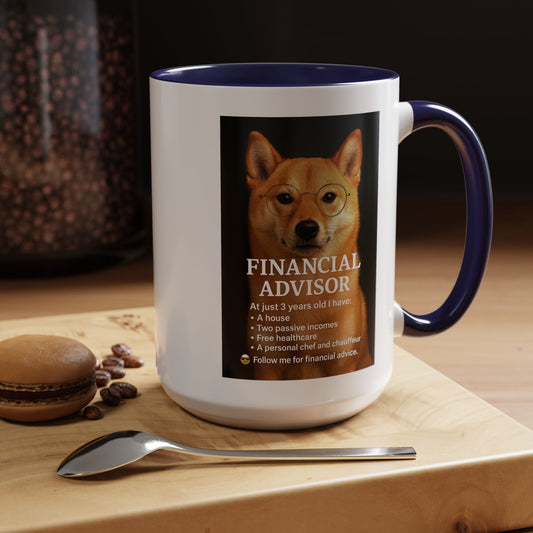 Charming Financial Advisor Dog Mug | Fun Office Gift, Coffee Lover Essential, Cute Shiba Inu Tea Cup, Ideal for Birthdays, Holidays, Work