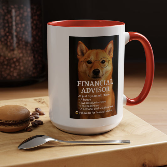 Charming Financial Advisor Dog Mug | Fun Office Gift, Coffee Lover Essential, Cute Shiba Inu Tea Cup, Ideal for Birthdays, Holidays, Work