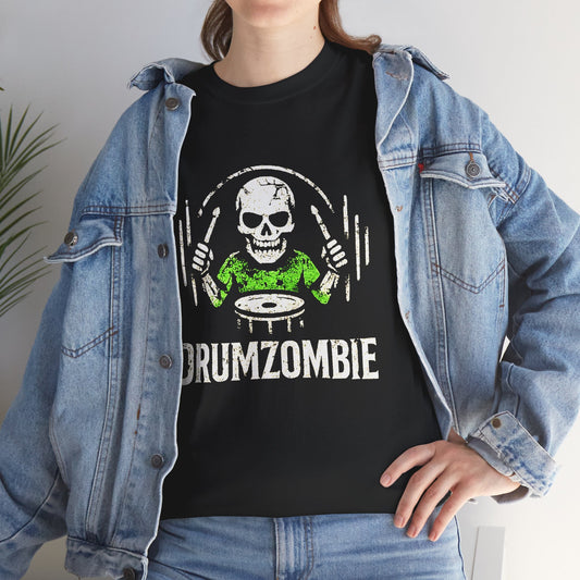 DrumZombie Unisex Tee – Funny Skeleton Drummer Shirt for Musicians & Rock Fans