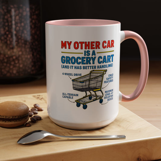 Funny Grocery Cart Mug, Humorous Coffee Cup for Car Lovers, Unique Gift for Him/Her, Great for Birthdays and Holidays