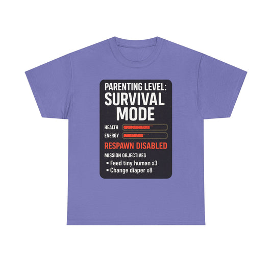 Parenting Level: Survival Mode Shirt – Funny Gift for New Dads, Tired Moms, Baby Showers & Gamer Parents