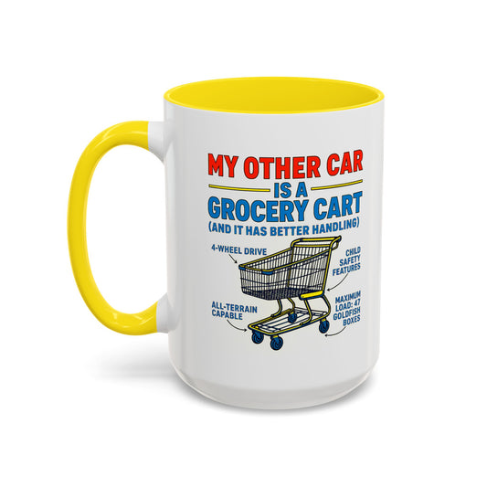 Funny Grocery Cart Mug, Humorous Coffee Cup for Car Lovers, Unique Gift for Him/Her, Great for Birthdays and Holidays