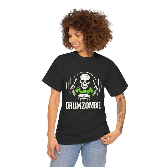 DrumZombie Unisex Tee – Funny Skeleton Drummer Shirt for Musicians & Rock Fans