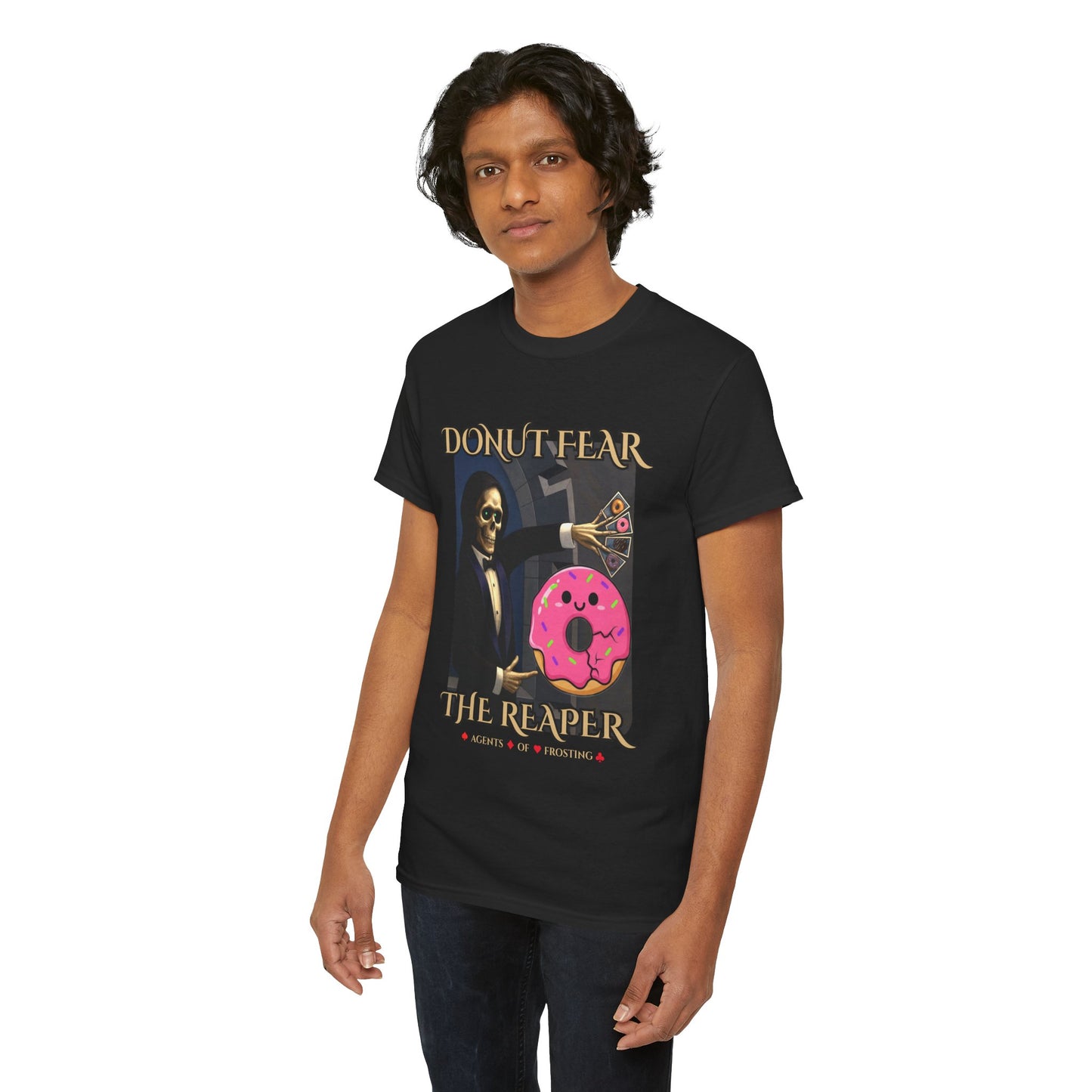 Donut Fear The Reaper T-Shirt | Funny Grim Reaper Shirt | Humor Graphic Tee | DrumZombie Brand