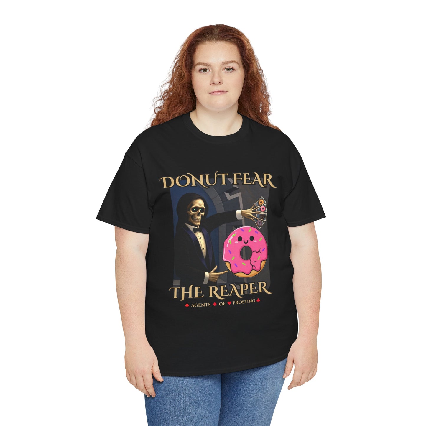 Donut Fear The Reaper T-Shirt | Funny Grim Reaper Shirt | Humor Graphic Tee | DrumZombie Brand
